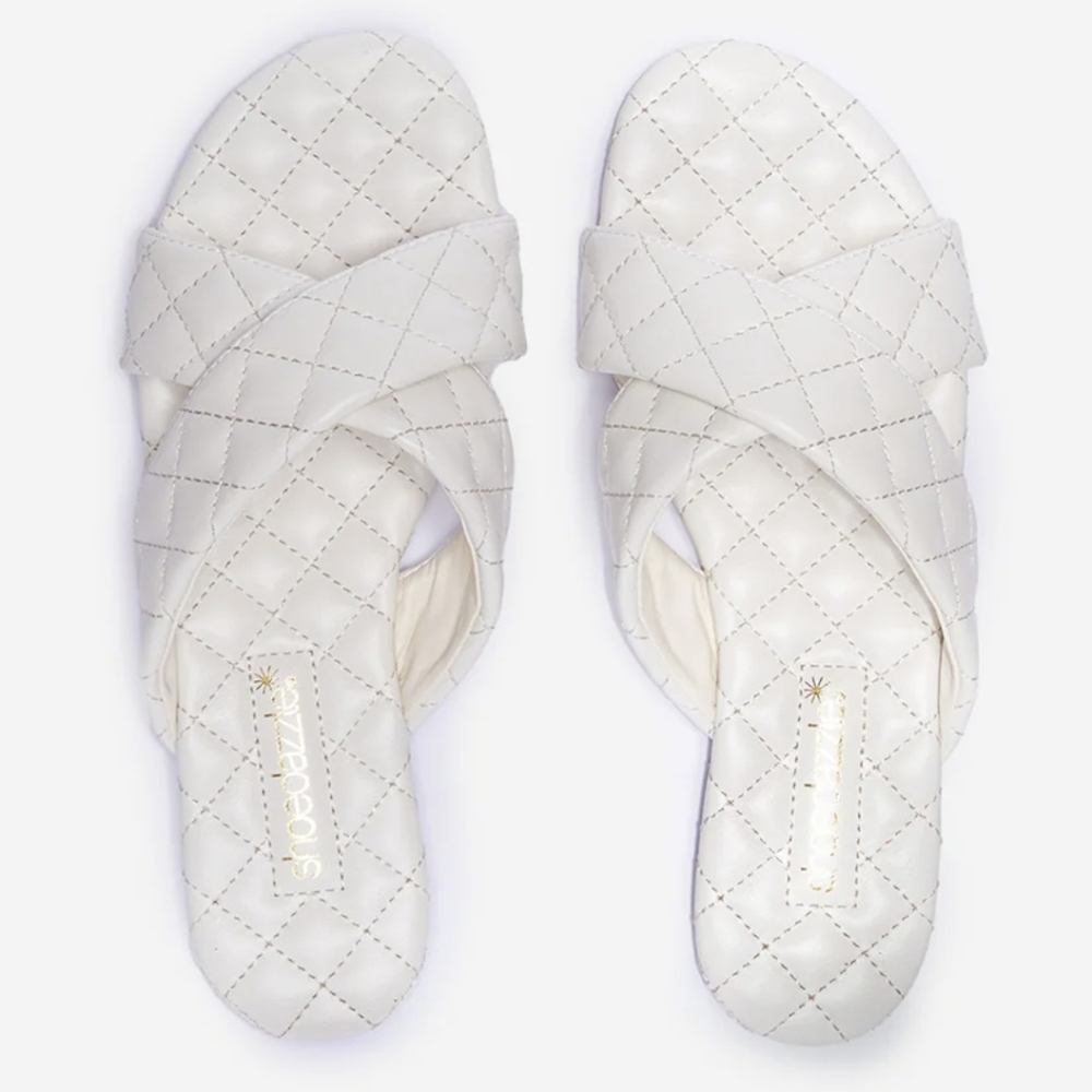 Quilted Flat Sandal White
